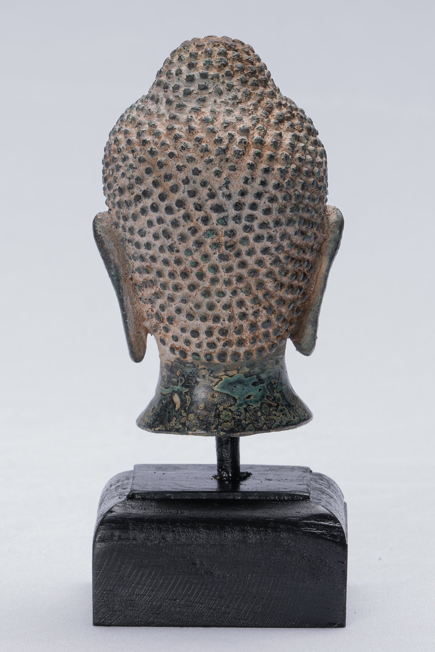 Buddha-Statue – Bronze-Buddha-Kopf-Statue im antiken Thai-Stil – 15,5 cm/6 Zoll