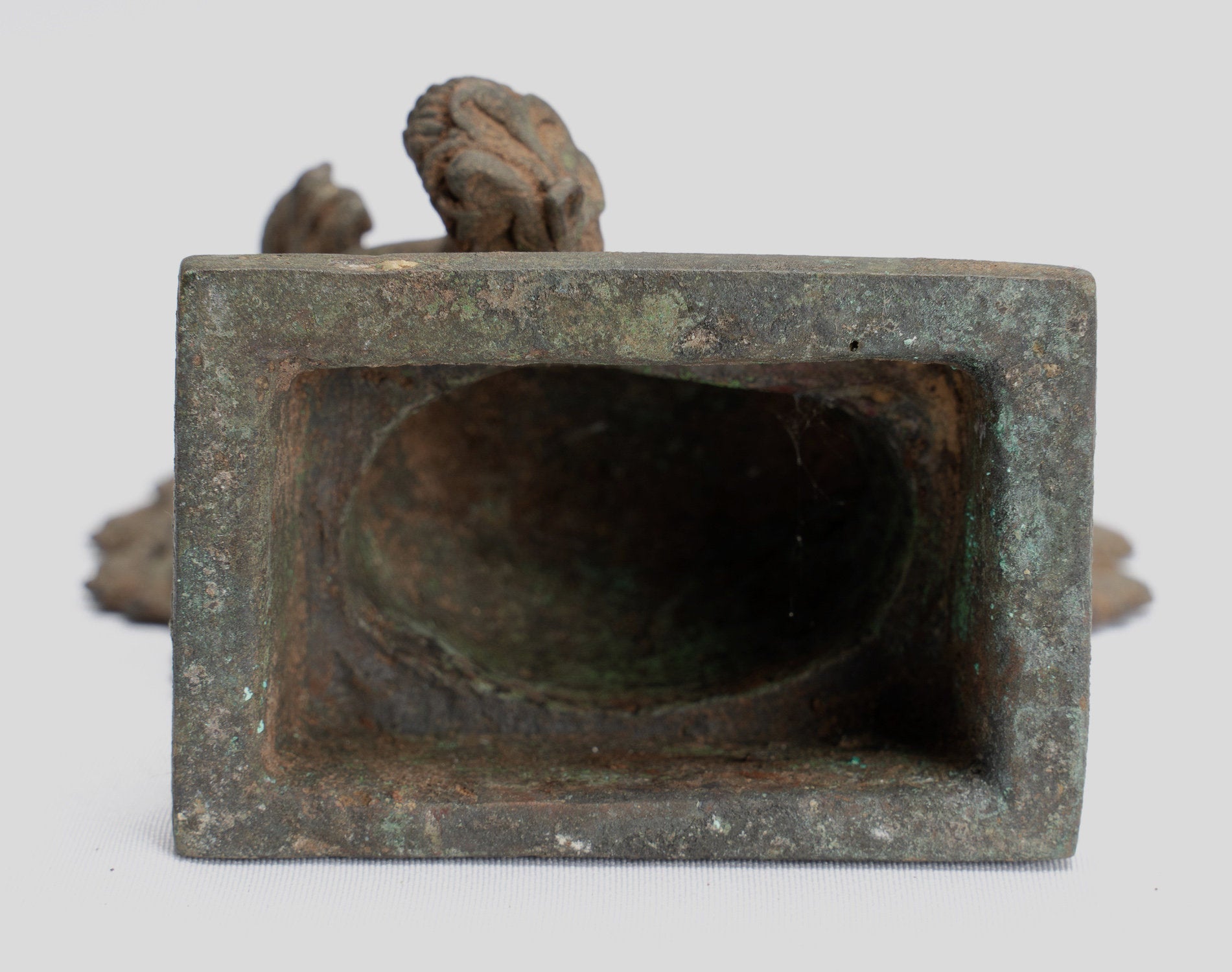 Shiva Statue - Antique Indonesian Style Bronze Javanese Enthroned Seated Shiva Statue -14cm/5"