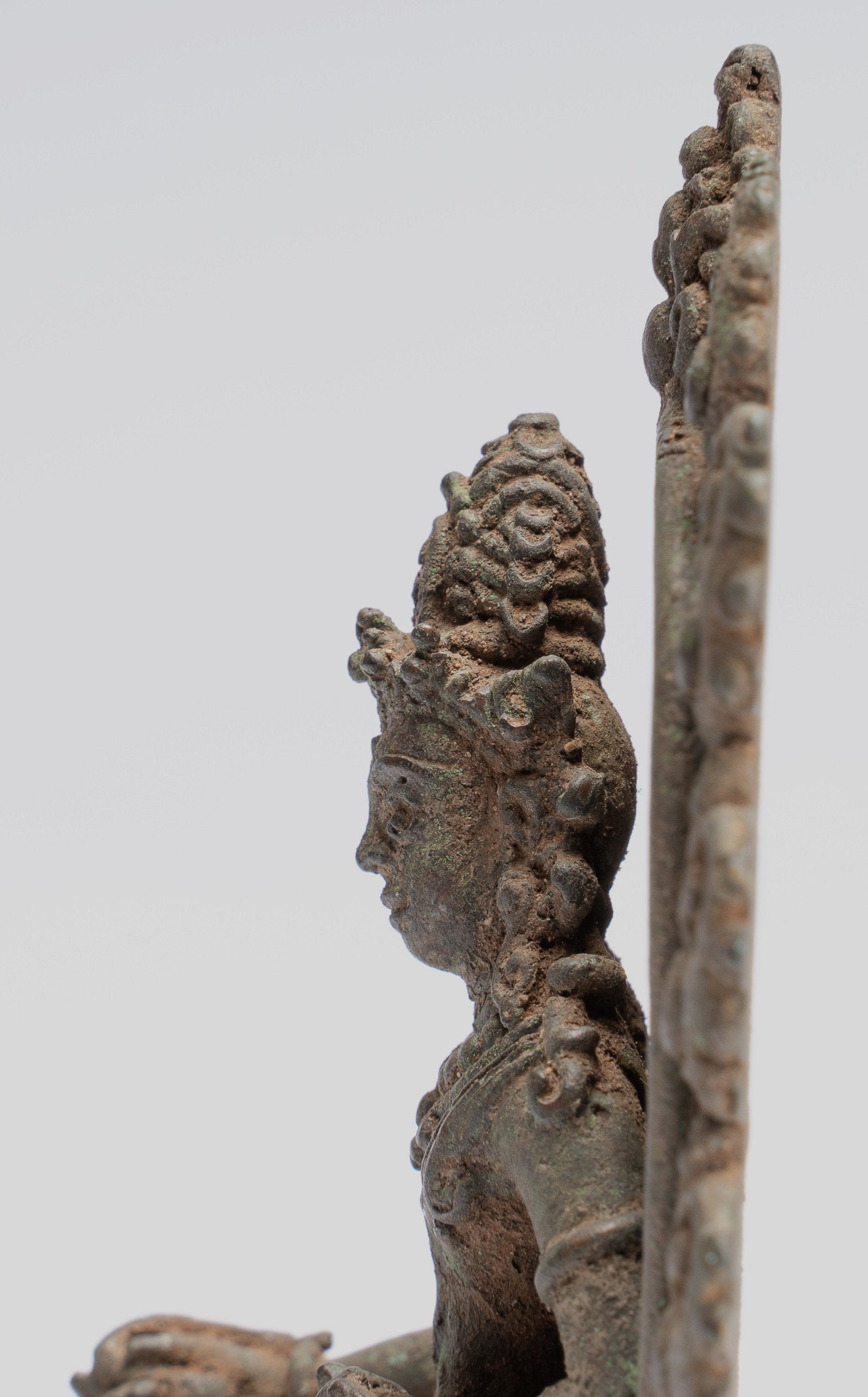 Shiva Statue - Antique Indonesian Style Bronze Javanese Enthroned Seated Shiva Statue -14cm/5"