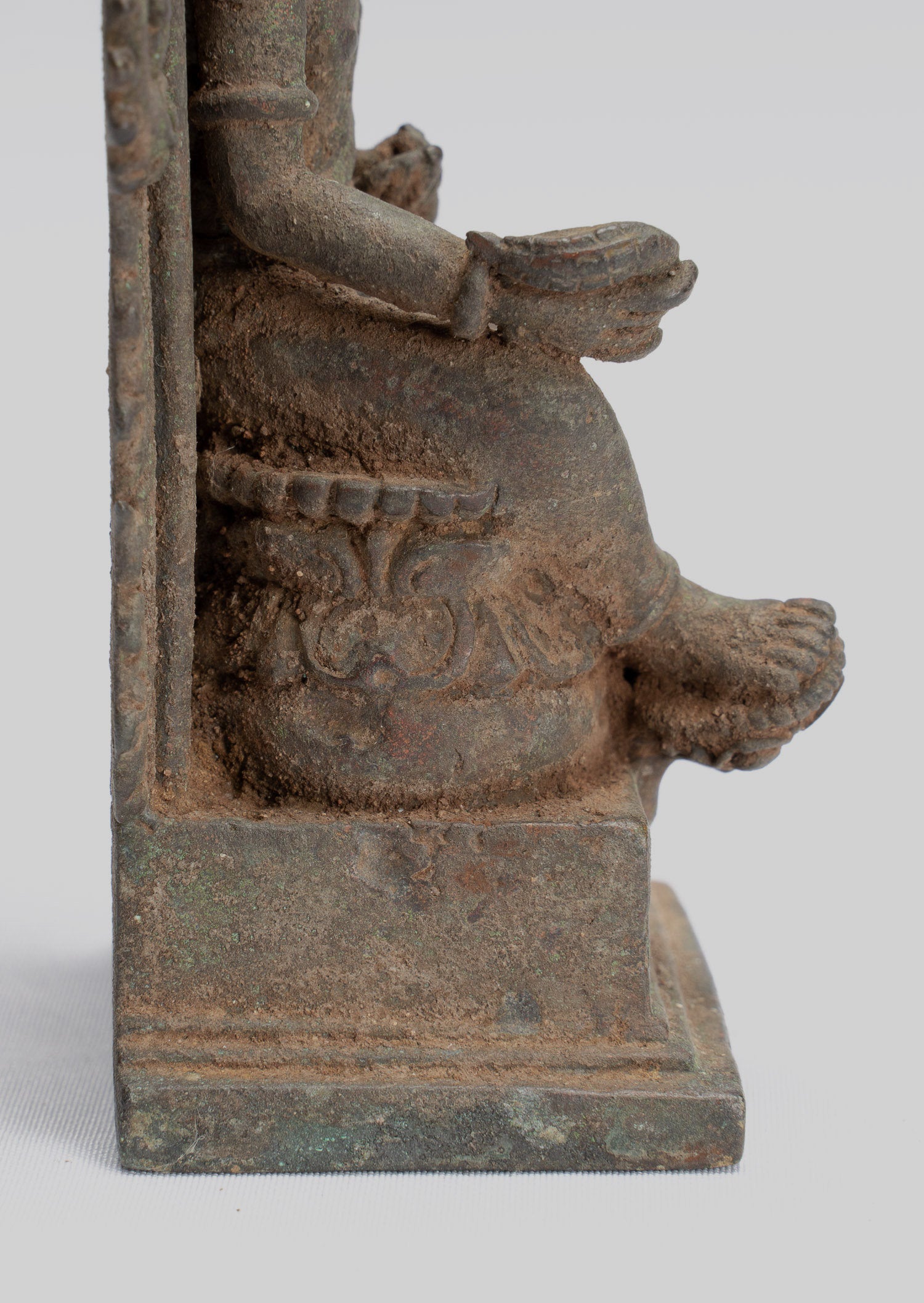 Shiva Statue - Antique Indonesian Style Bronze Javanese Enthroned Seated Shiva Statue -14cm/5"