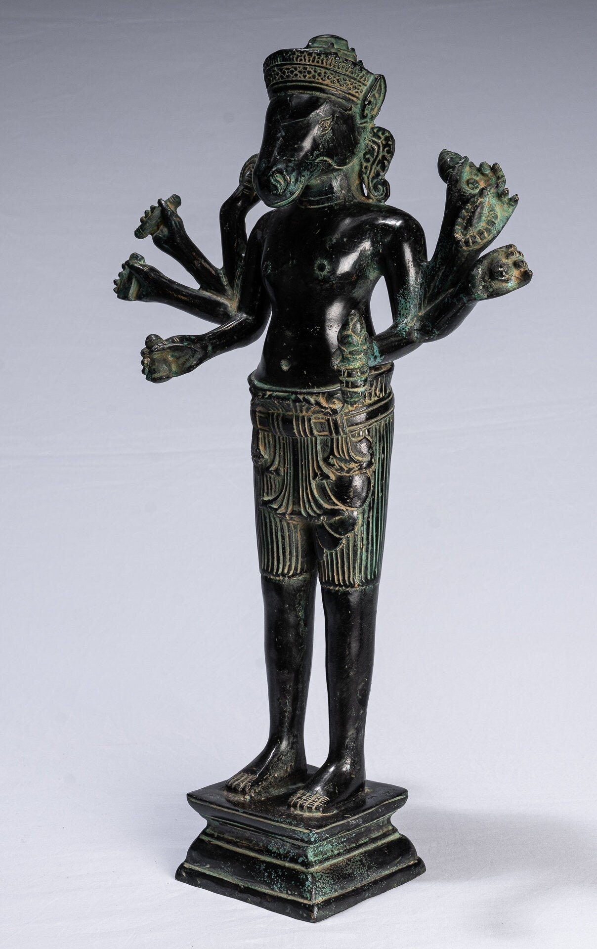 Statua Kalkin - Antique Khmer in stile Khmer bronzo hayagriva kalkin cavallo di Vishnu - 50 cm/20 "
