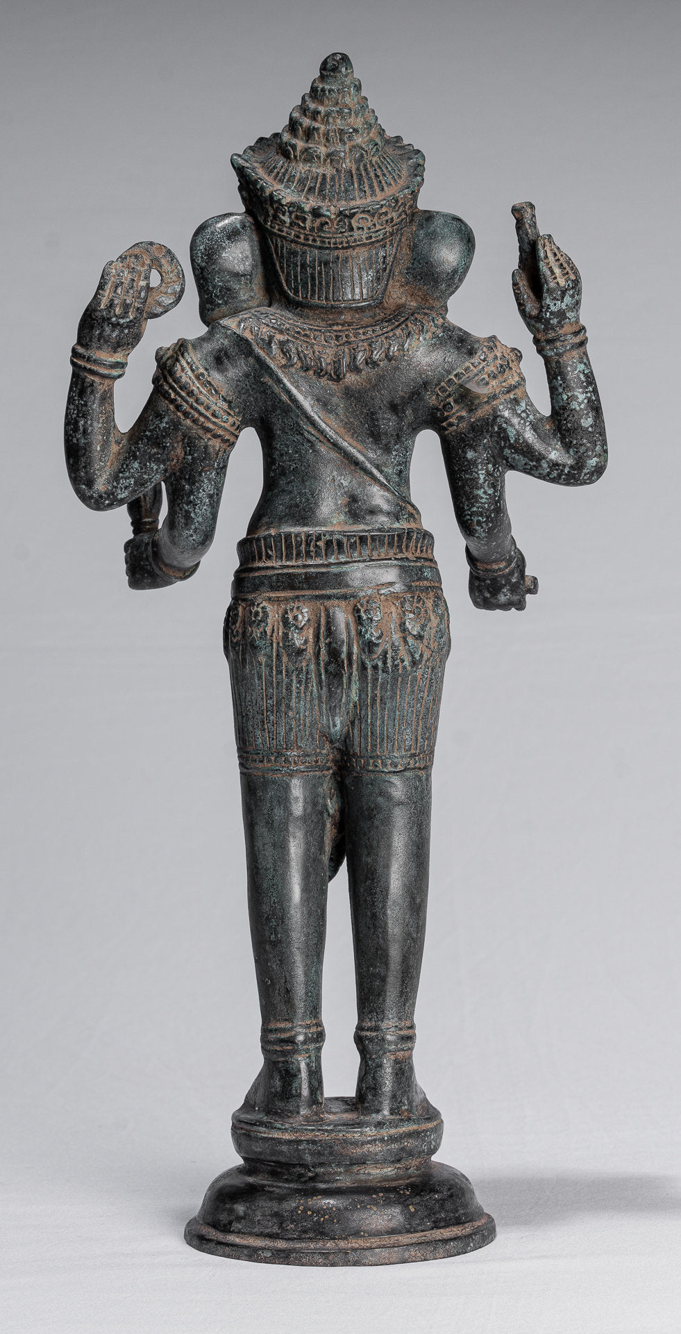 Ganesha Statue - Antique Khmer Style Standing Bronze Bayon Ganesh Statue - 40cm/16"