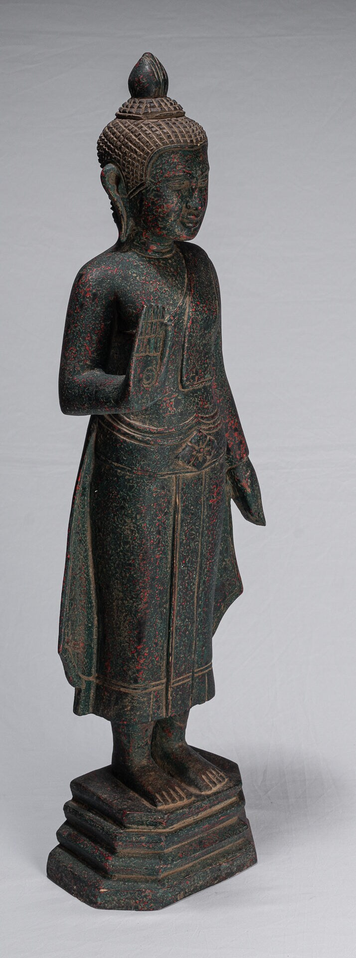 Estatua de Buda - Protección de madera de estilo antiguo de estilo jemer el lunes Estatua de Buda - 73 cm/29 "