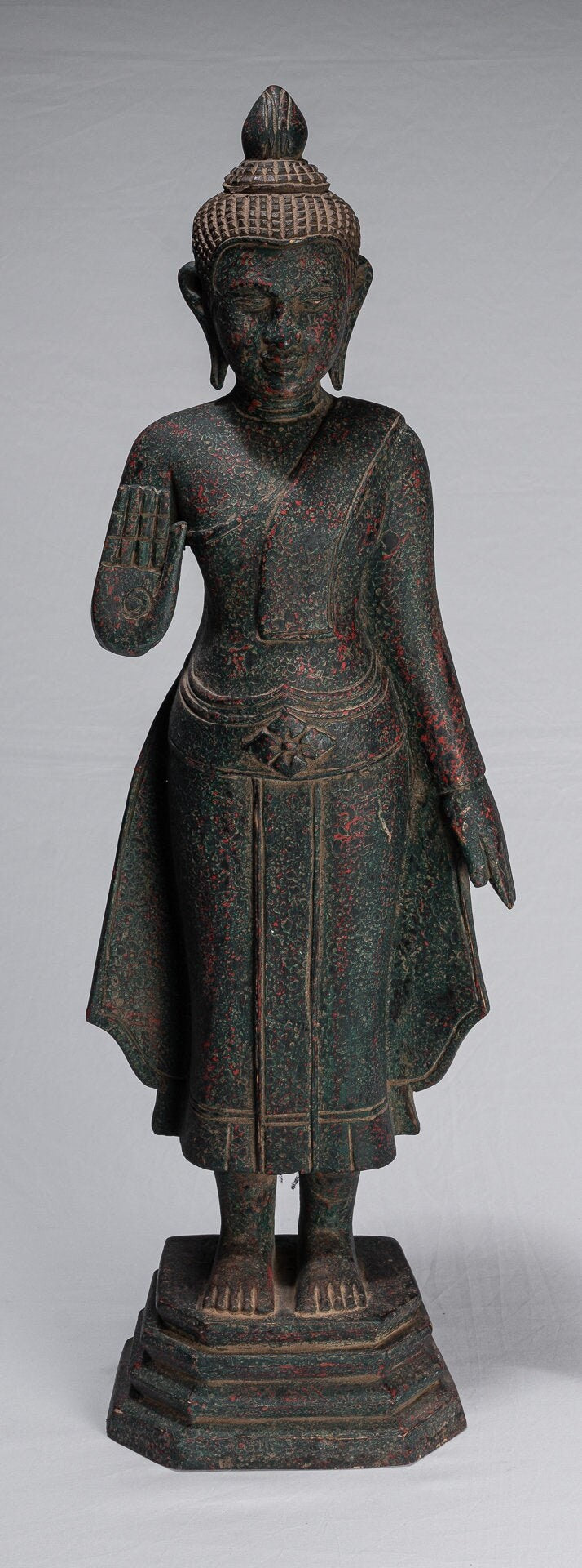 Estatua de Buda - Protección de madera de estilo antiguo de estilo jemer el lunes Estatua de Buda - 73 cm/29 "