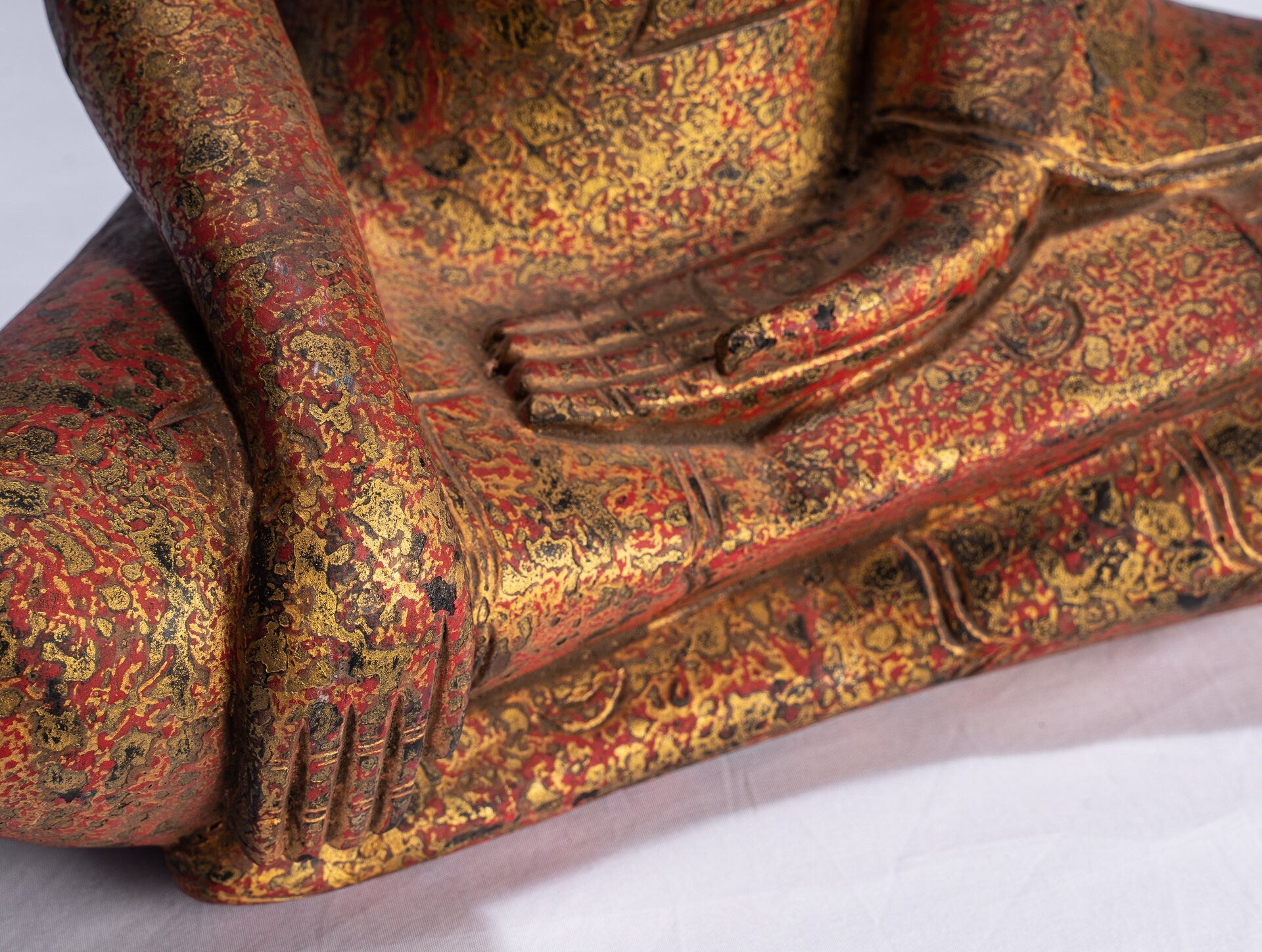 Statue di Buddha - Antique Khmer Style SE Asia STATUE BUDDHA ALLIMENTAZIONE LEGNO - 45 cm/18 "