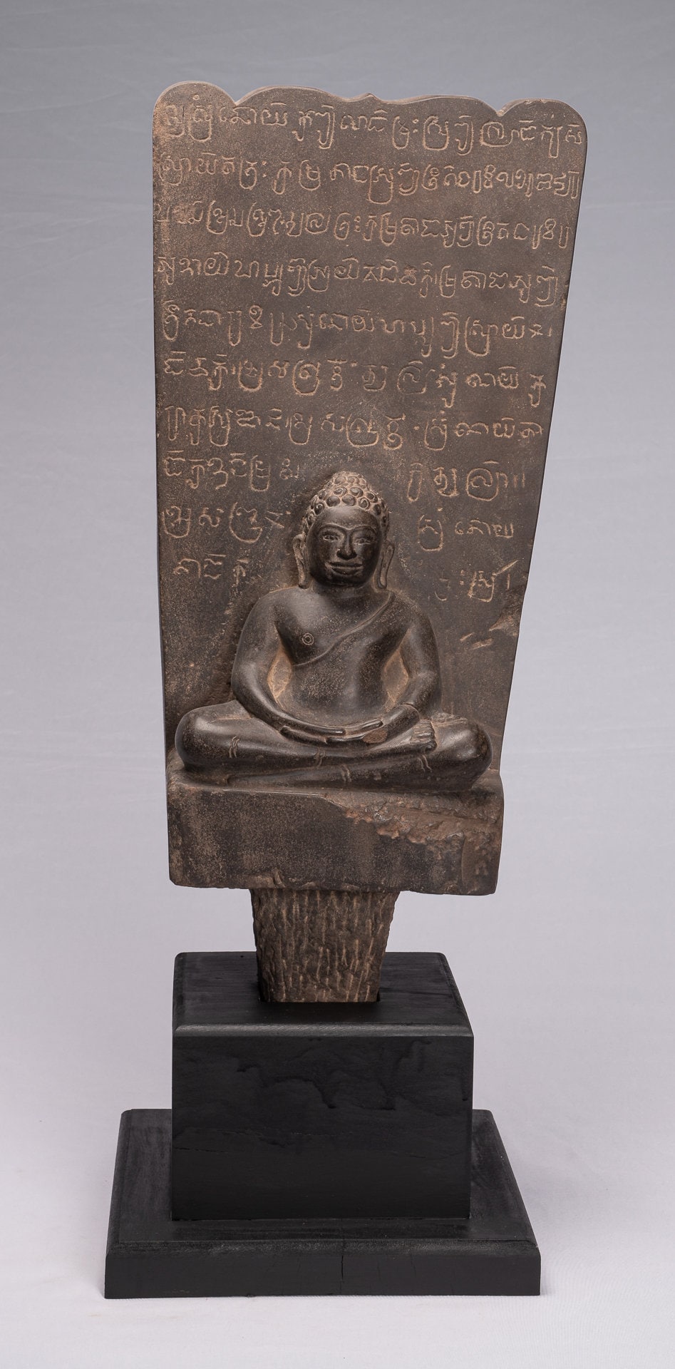 Buddha Statue-Antike Khmer Style Stone Stele Seated Meditation Buddha Statue-69cm/28 "
