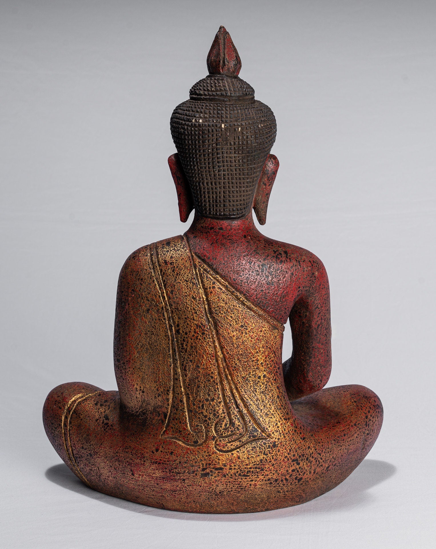 Antique Khmer in stile Khmer Legno Buddha Statue Dhyana Meditation Mudra - 44 cm/18 "