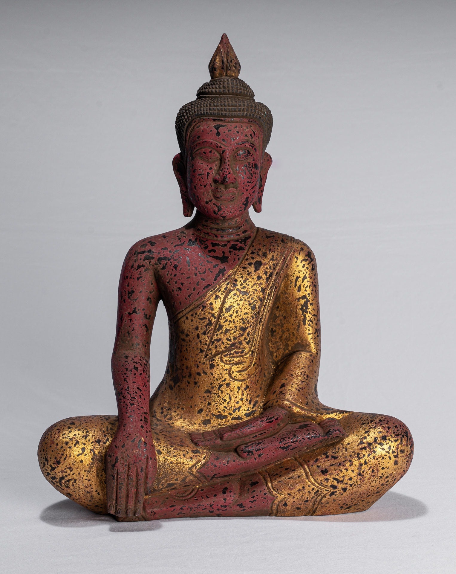 Statue Buddha - Antique Khmer Style SE Asia SETTO ALLIMENTAZIONE BUDDHA STATUE - 43CM/17 "