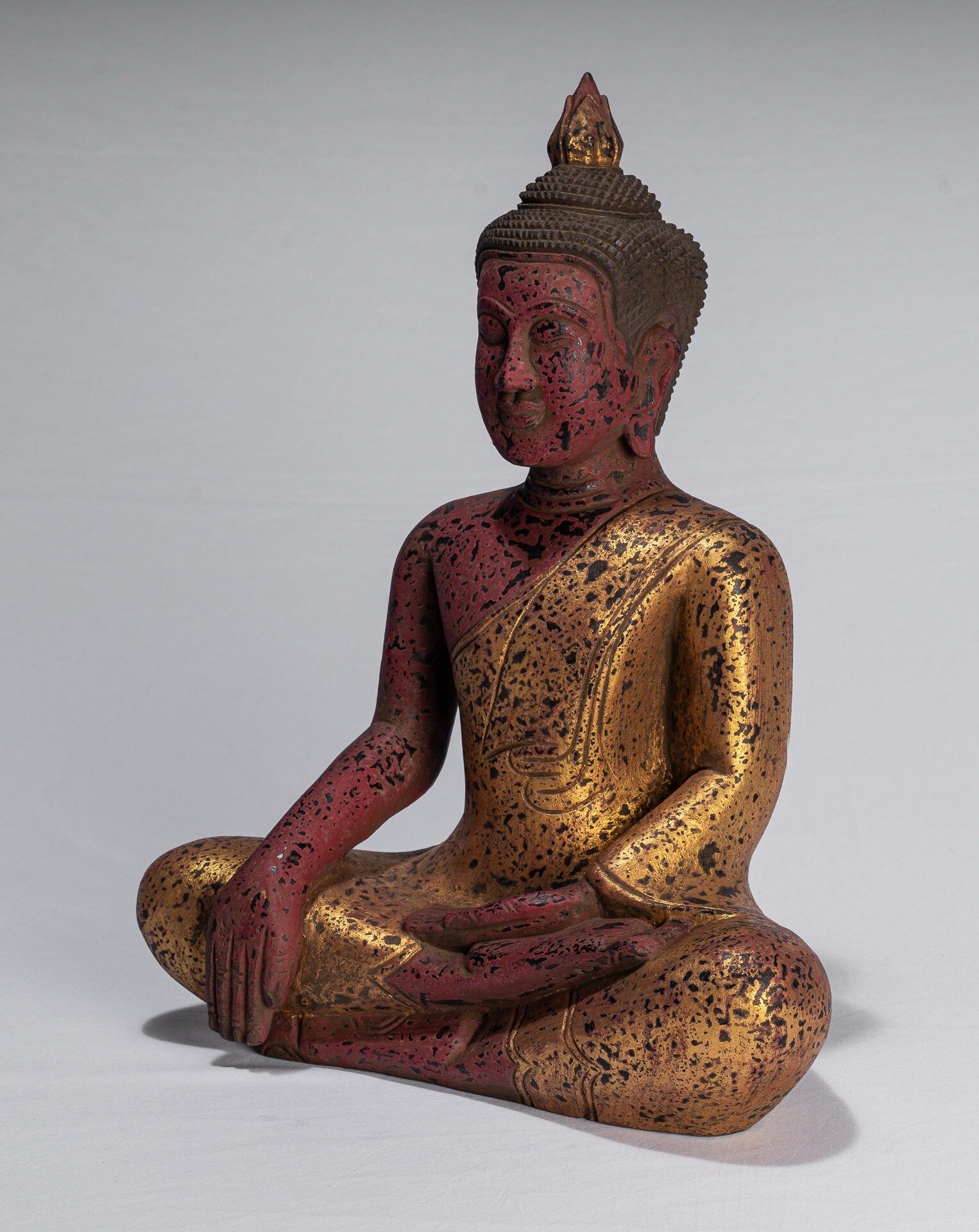 Statue Buddha - Antique Khmer Style SE Asia SETTO ALLIMENTAZIONE BUDDHA STATUE - 43CM/17 "