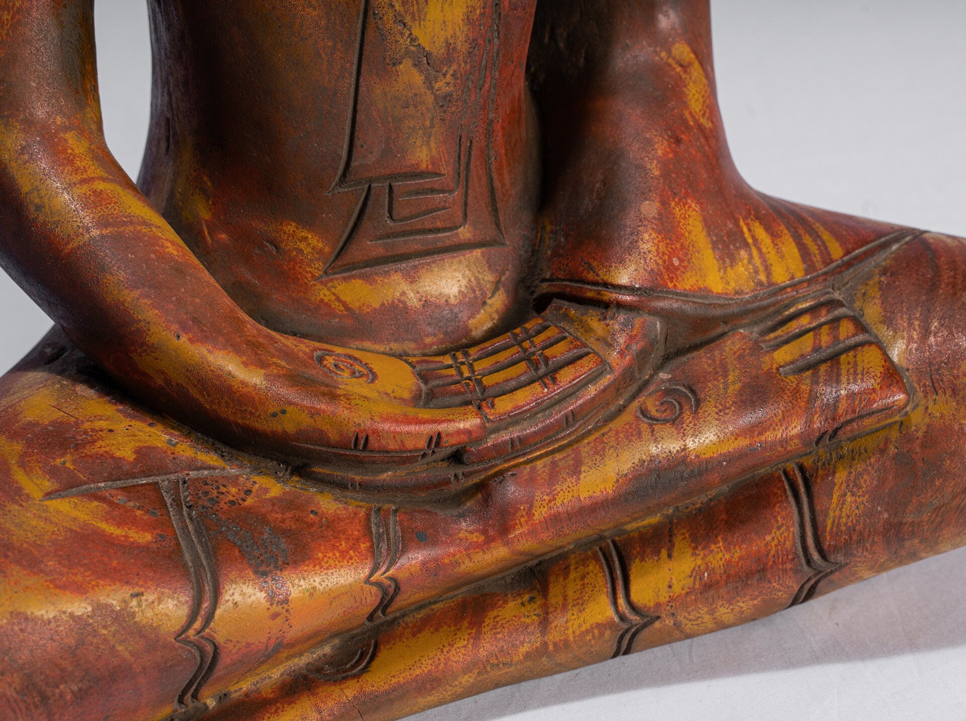 Escultura de Buda - Estatua de Buda de madera de estilo jemer antiguo Dhyana Meditation Mudra - 46 cm/18 "