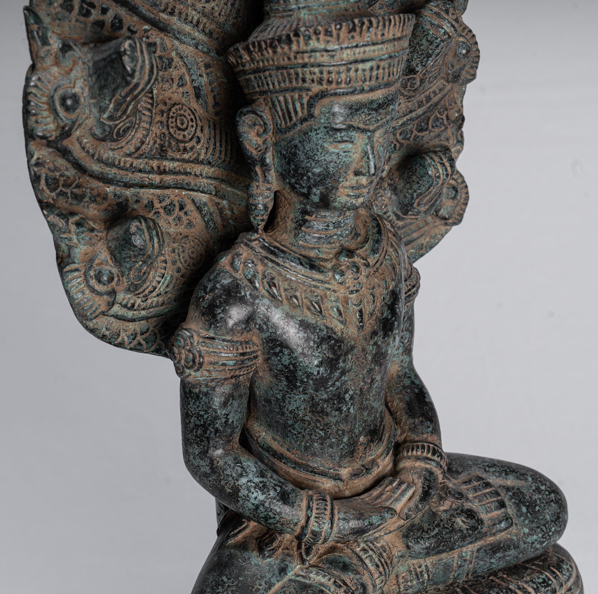 Statua di Buddha - Antique Khmer in stile Khmer Meditazione seduta Meditazione Naga Buddha Statua - 46 cm/18 "