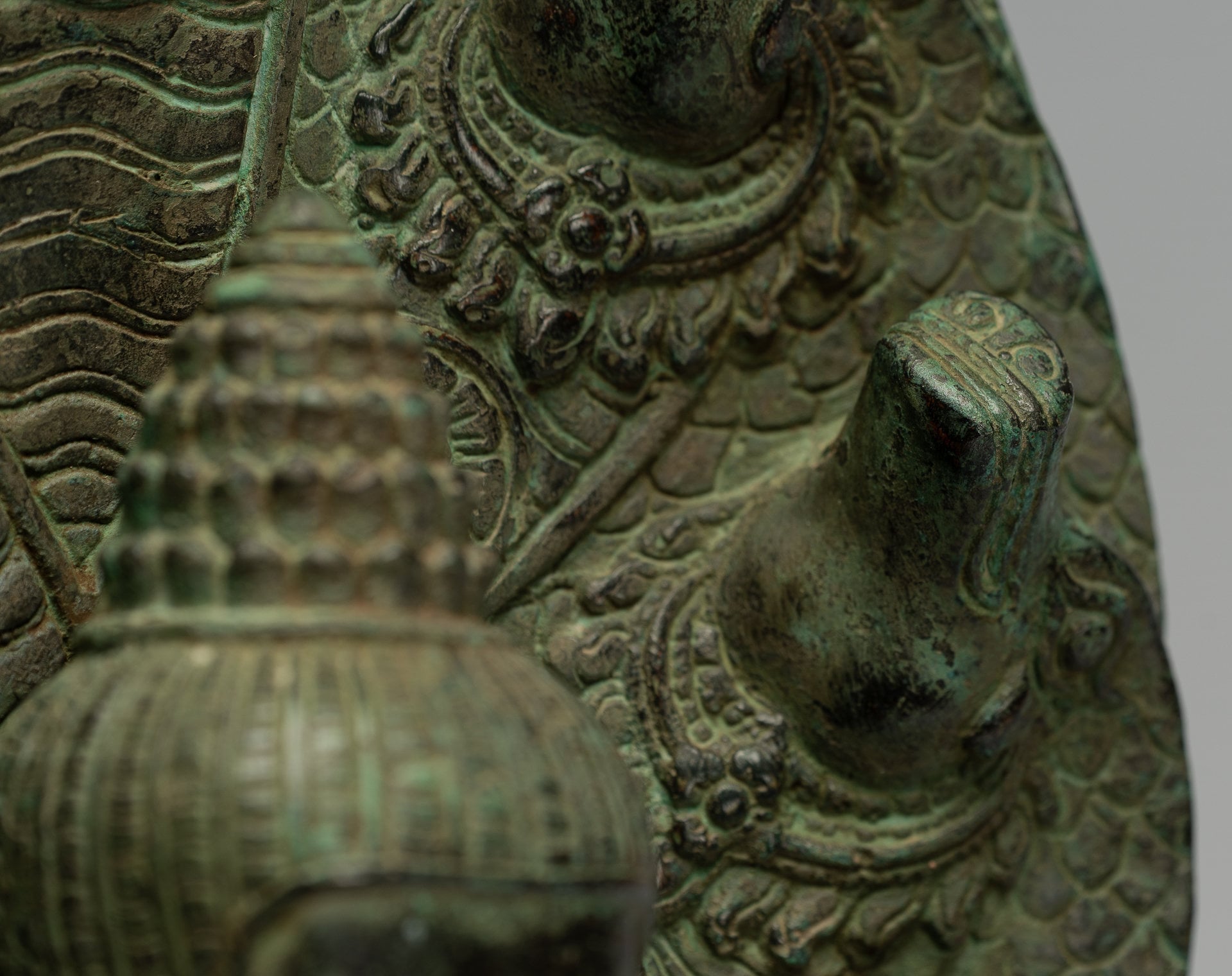 Estatua de Buda - Estilo de bayón antiguo Khmer Meditación Naga Naga Buddha - 44cm/18 "