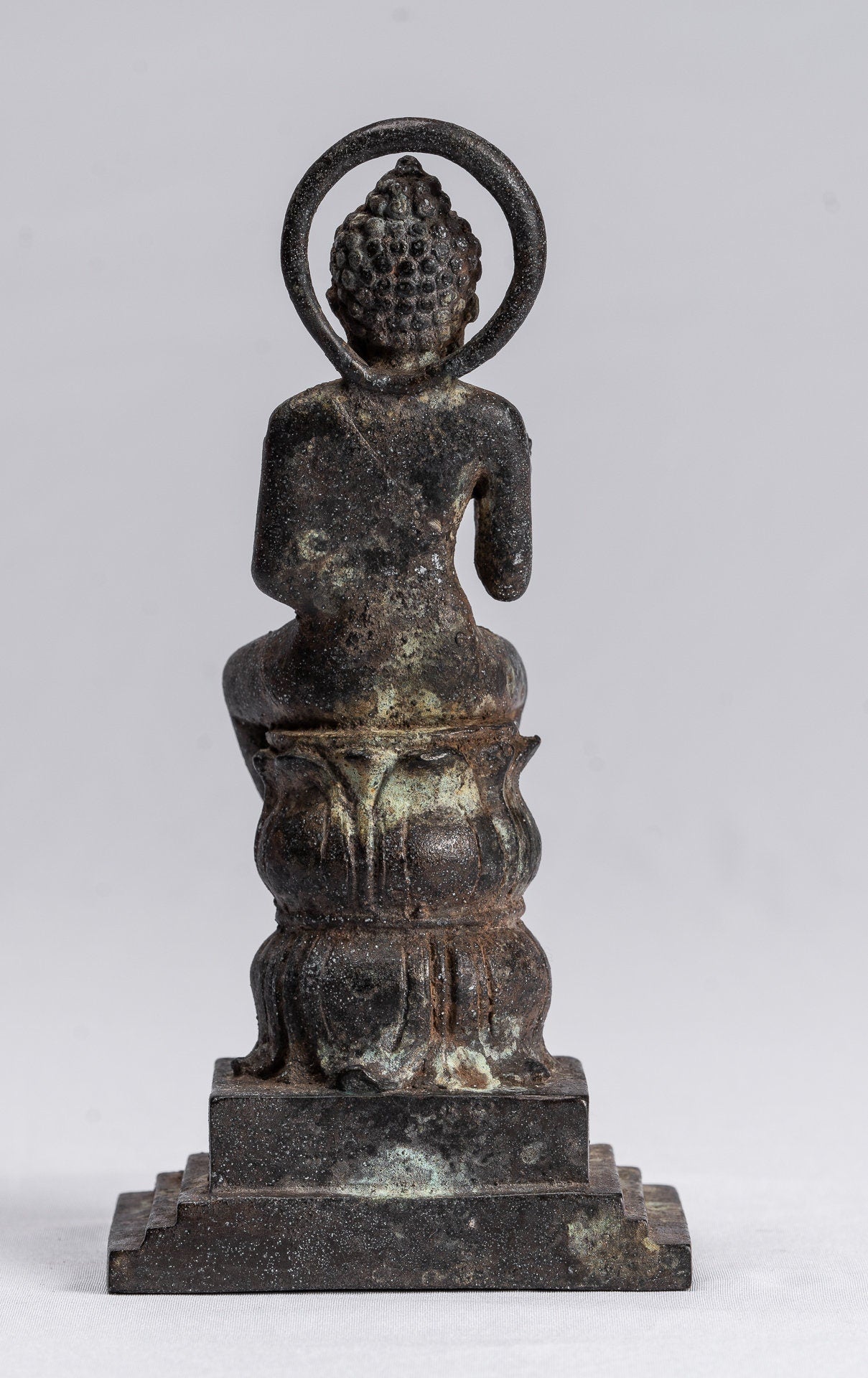 Statue di Buddha - Antique in stile indonesiano seduto Javanse Predicazione Buddha - 17,5 cm/7 "