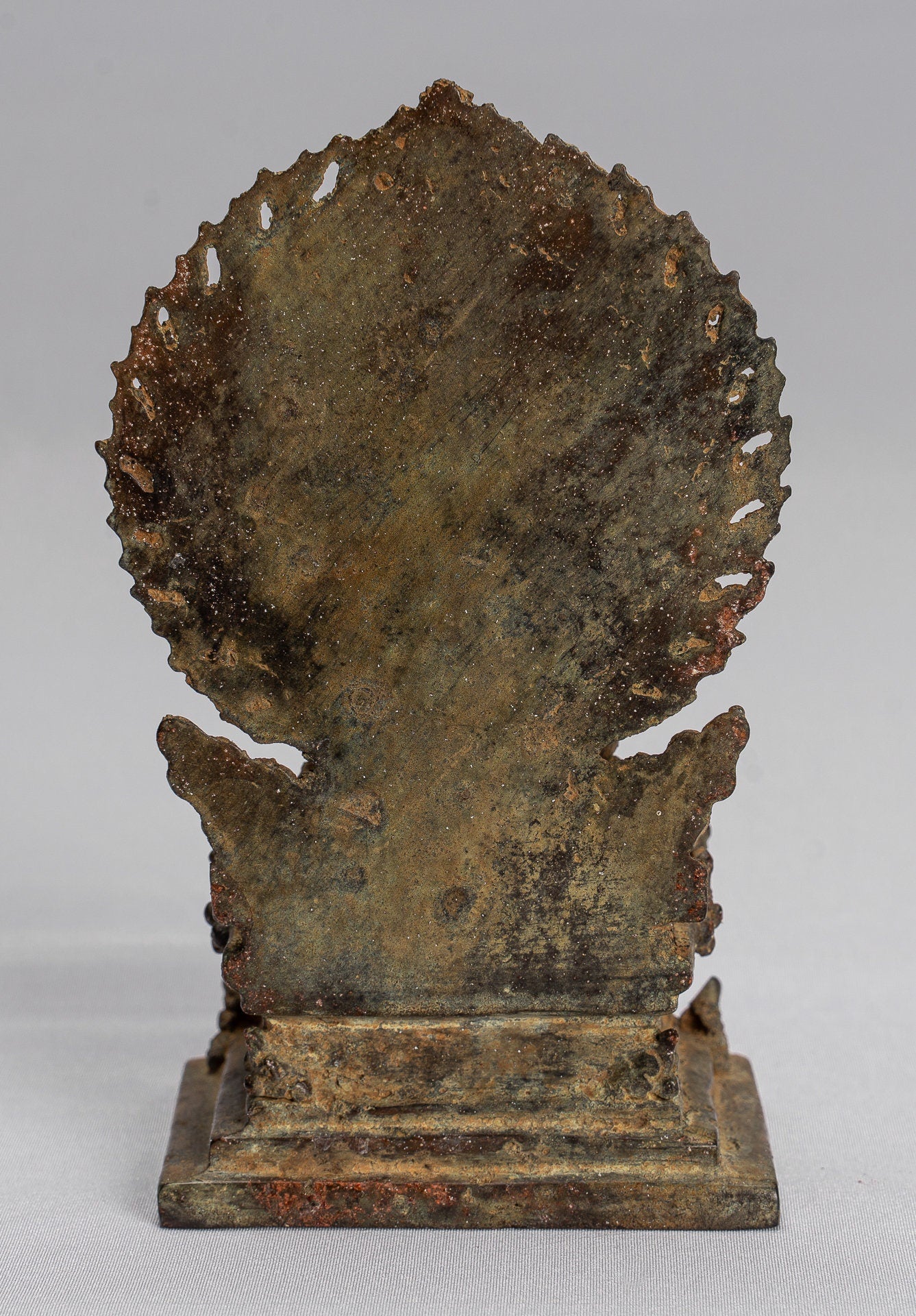 Tara Statue - Antique Java Style Majapahit Seated Bronze Devi Tara Statue - 14cm/6"