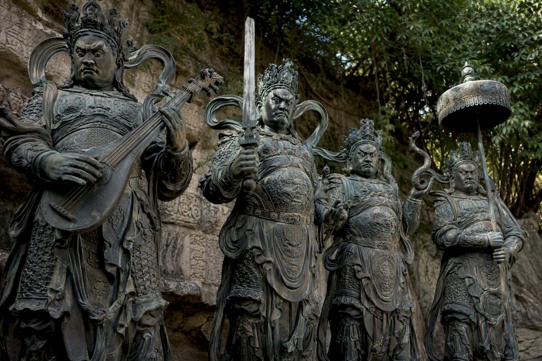 Bronze statues of the Four Heavenly Kings in temple
