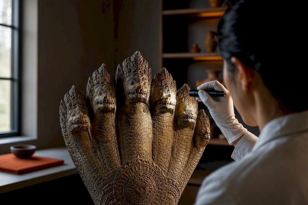 Chèques soutenus par le musée pour identifier les sept nagas à tête pour les collectionneurs