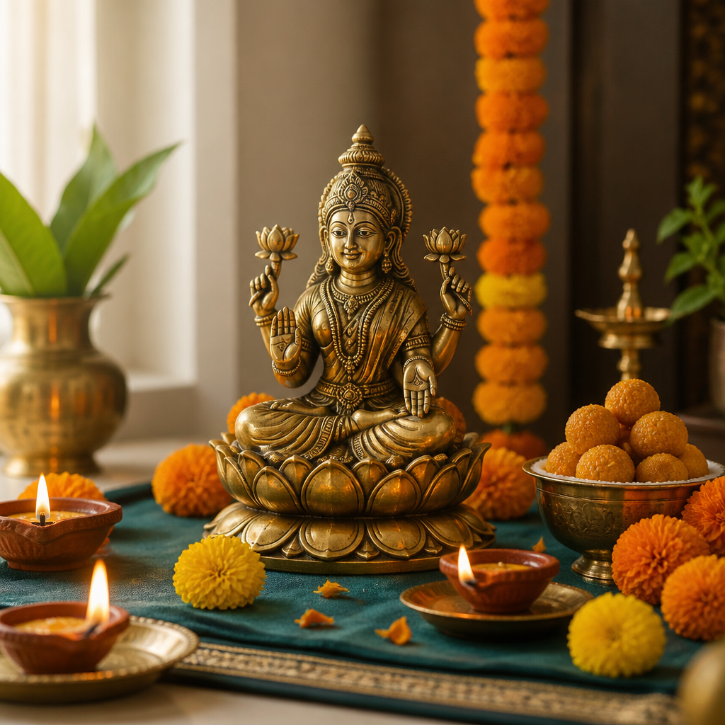 Diwali Hindu Art: Lights, Lakshmi and Deity Sculpture