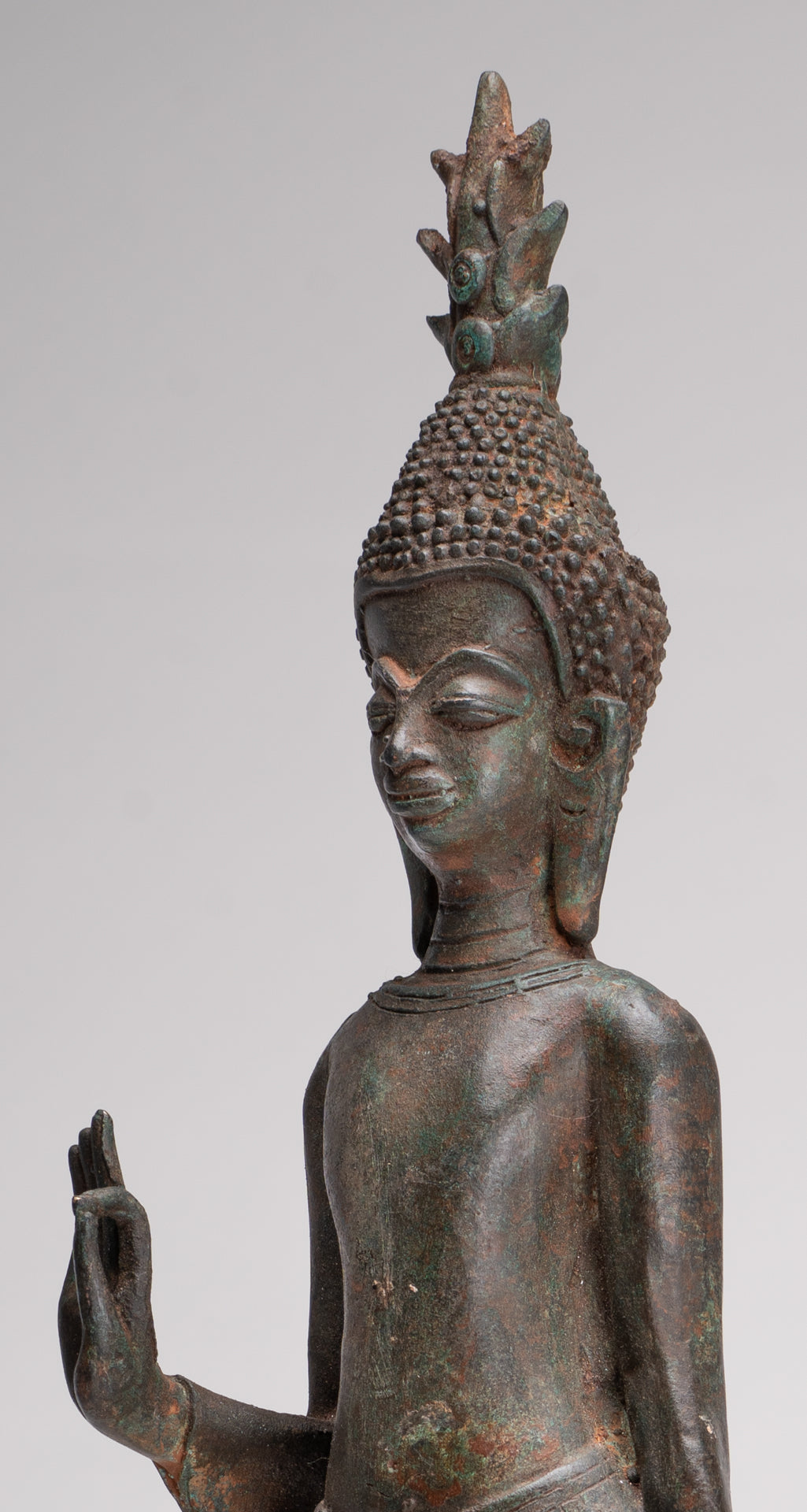 Statua di Buddha - Statua di Buddha in piedi in stile antico del Laos nel Mudra didattico di Dharmachakra - 50 cm/20"