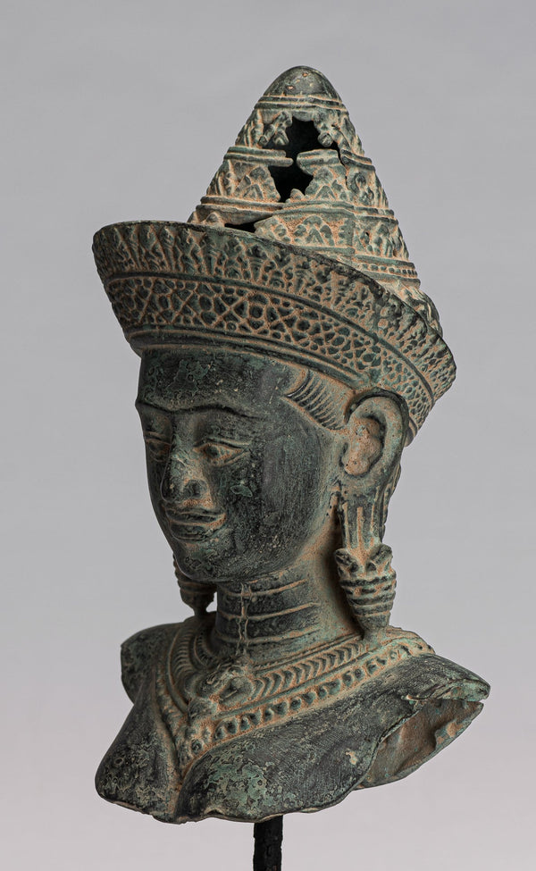 Lakshmi Statue - Antique Khmer Style Lakshmi / Devi Consort of Vishnu Torso - 26cm/10"