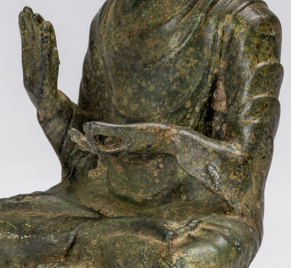 Indian Buddha Statue - Antique Gandhara Style Bronze Protection Buddha Statue - 25cm/10&quot;