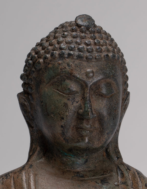 Japanese Buddha - Antique Japanese Style Bronze Seated Meditation Amitabha Buddha Statue - 18cm/7"