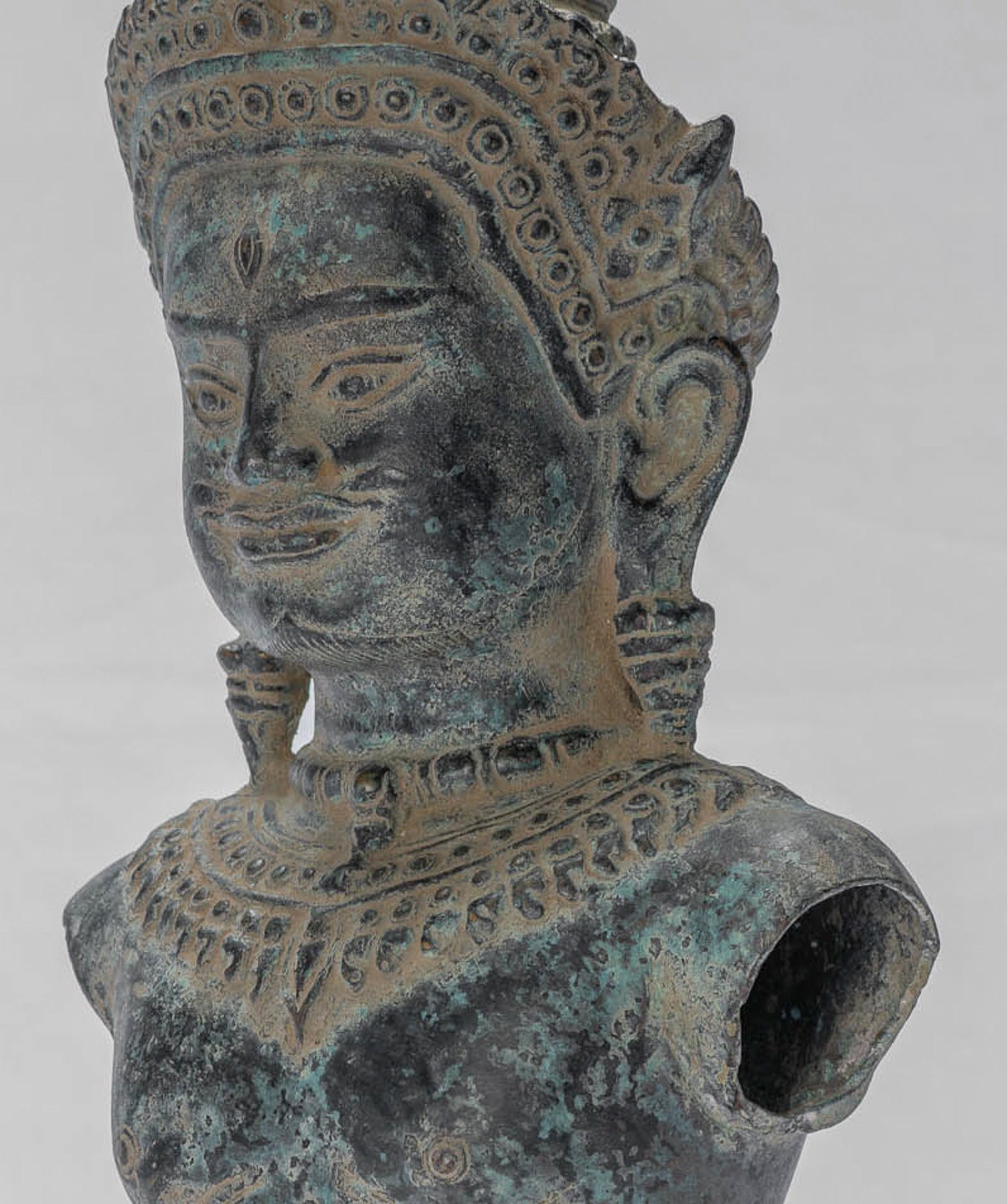 Statue Shiva - Statue de torse Shiva Torse montée sur le bronze de style khmer antique - 34 cm / 14 "