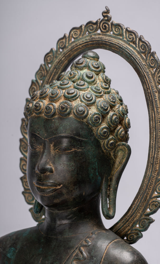 Buddha Statue - Antique Thai Style Bronze Chiang Saen Teaching Buddha Statue - 55cm/22"