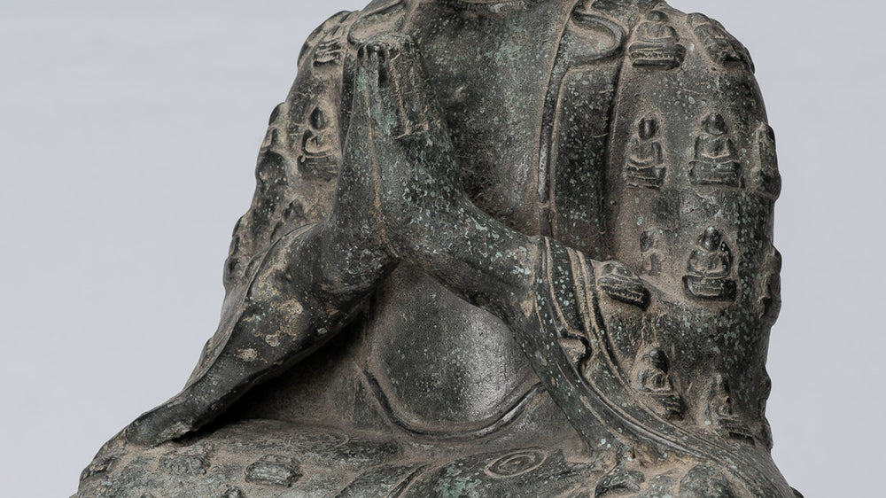 Buddha Statue - Antique Chinese Style Seated Bronze Many Buddha Adoration Buddha - 34cm/14"