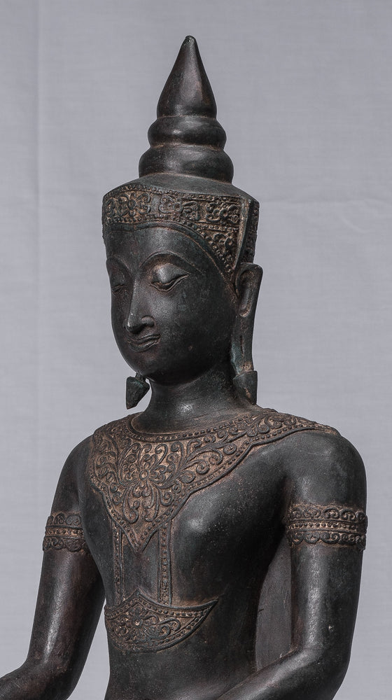 Estatua de Buda - Estatua de Buda de la Iluminación Sentada de Ayutthaya de Estilo Tailandés Antiguo - 66cm/26"