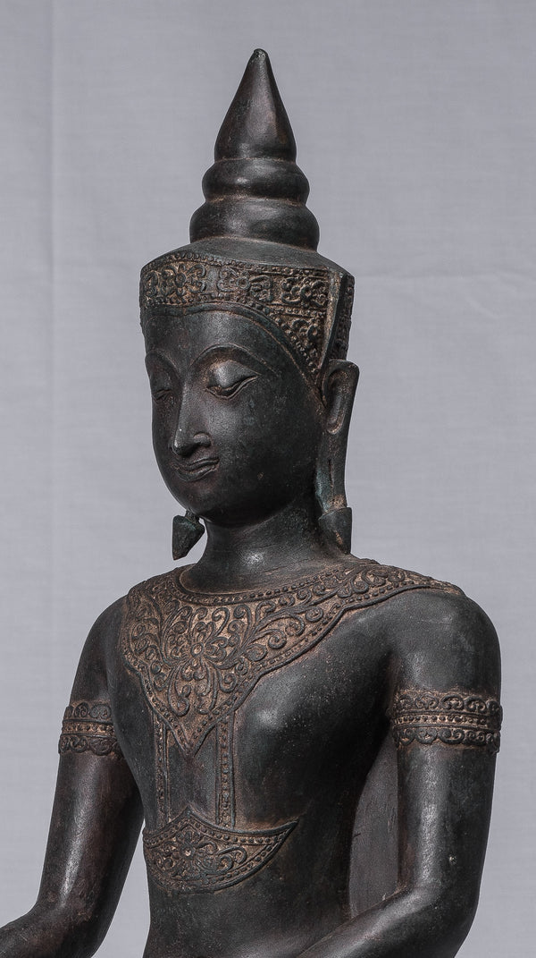 Buddha Statue - Antique Thai Style Ayutthaya Seated Enlightenment Buddha Statue - 66cm/26"