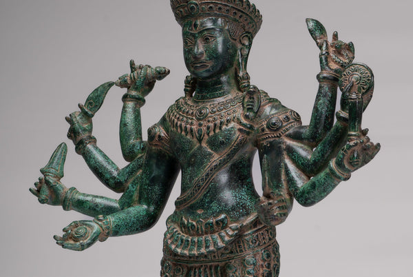 Trimurti Statue - Antique Khmer Style Trimurti Shiva Brahma Vishnu Statue - 64cm/26"