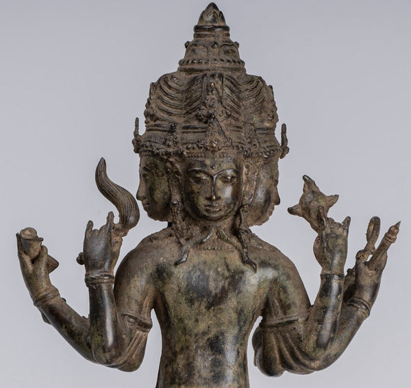 Brahma Statue - Antique Indonesian Style Majapahit Standing Bronze Brahma Statue - 50cm/20"
