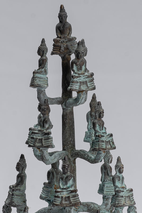 Buddha Sculpture - Antique Thai Style Bronze Seated Meditation Buddha Statues - 18cm/7&quot;