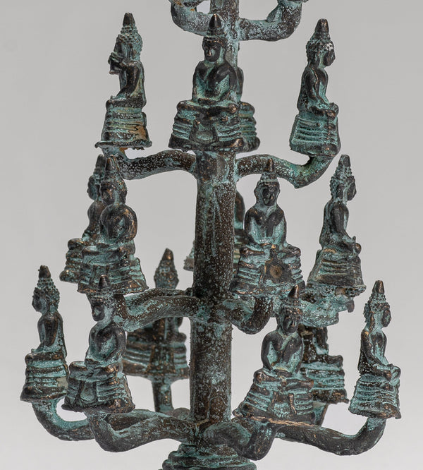 Buddha Sculpture - Antique Thai Style Bronze Seated Meditation Buddha Statues - 18cm/7"