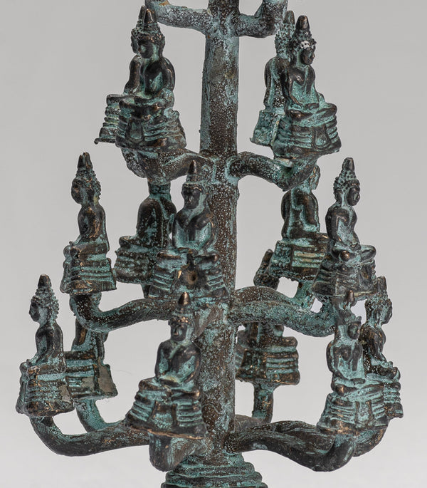 Buddha Sculpture - Antique Thai Style Bronze Seated Meditation Buddha Statues - 18cm/7"