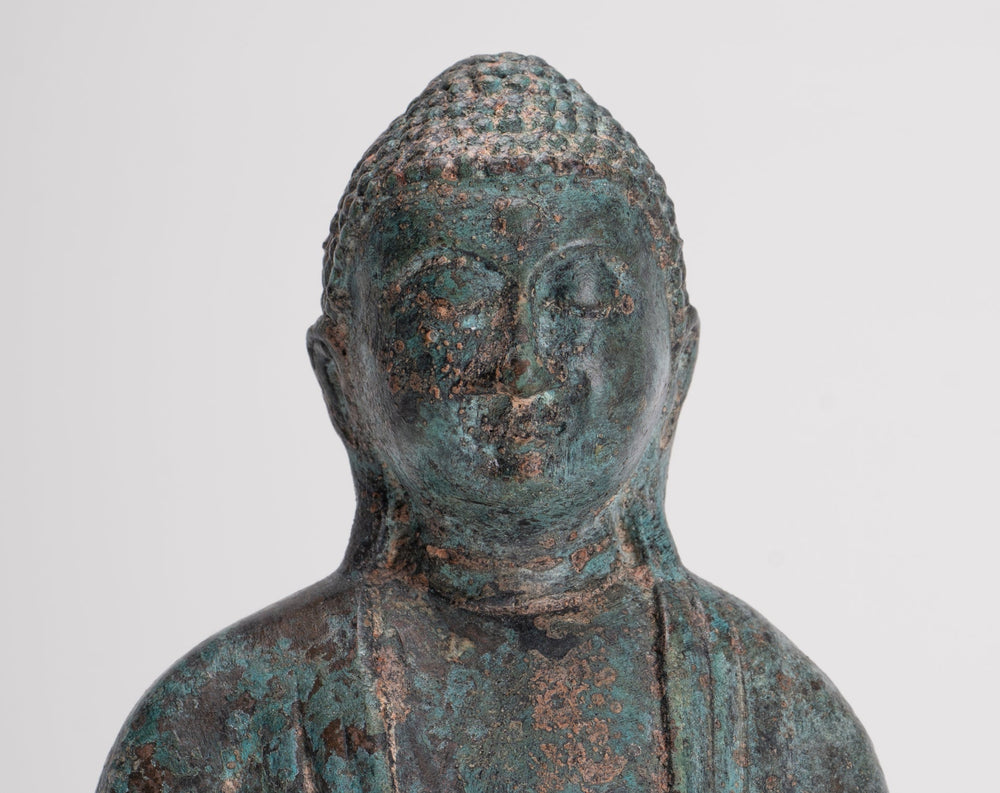 Japanese Buddha - Antique Japanese Style Bronze Seated Meditation Amitabha Buddha Statue - 18cm/7"