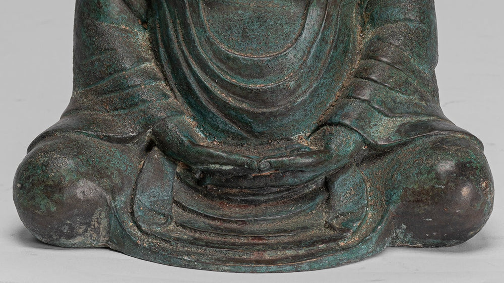 Japanese Buddha - Antique Japanese Style Bronze Seated Meditation Amitabha Buddha Statue - 30cm/12"