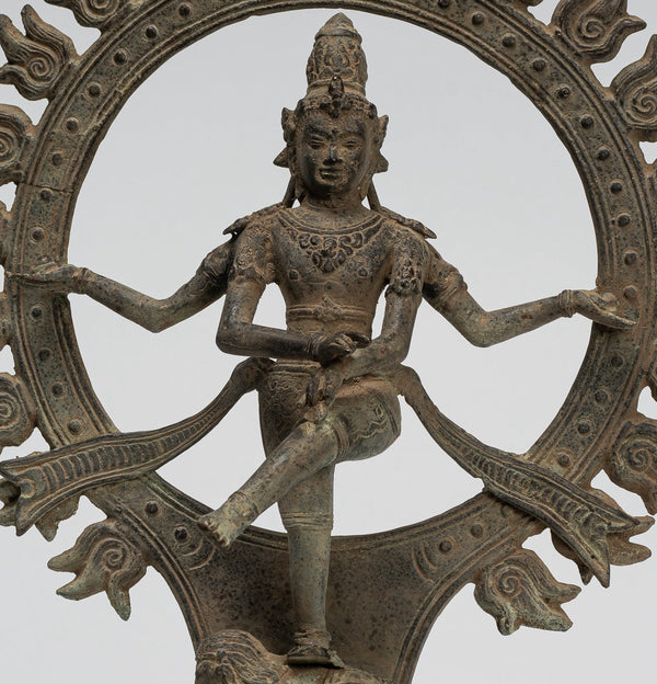 Shiva Statue - Antique Javanese Style Bronze Dancing Shiva statue as Lord Nataraja - 29cm(12") Tall