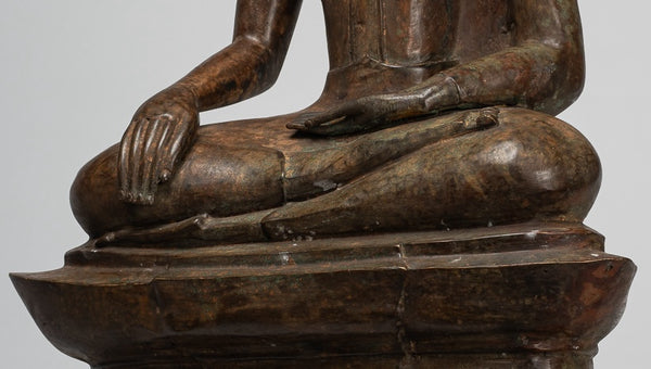 Buddha Statue - Large Antique Laos Style Enlightenment Buddha Statue - 79cm/32"