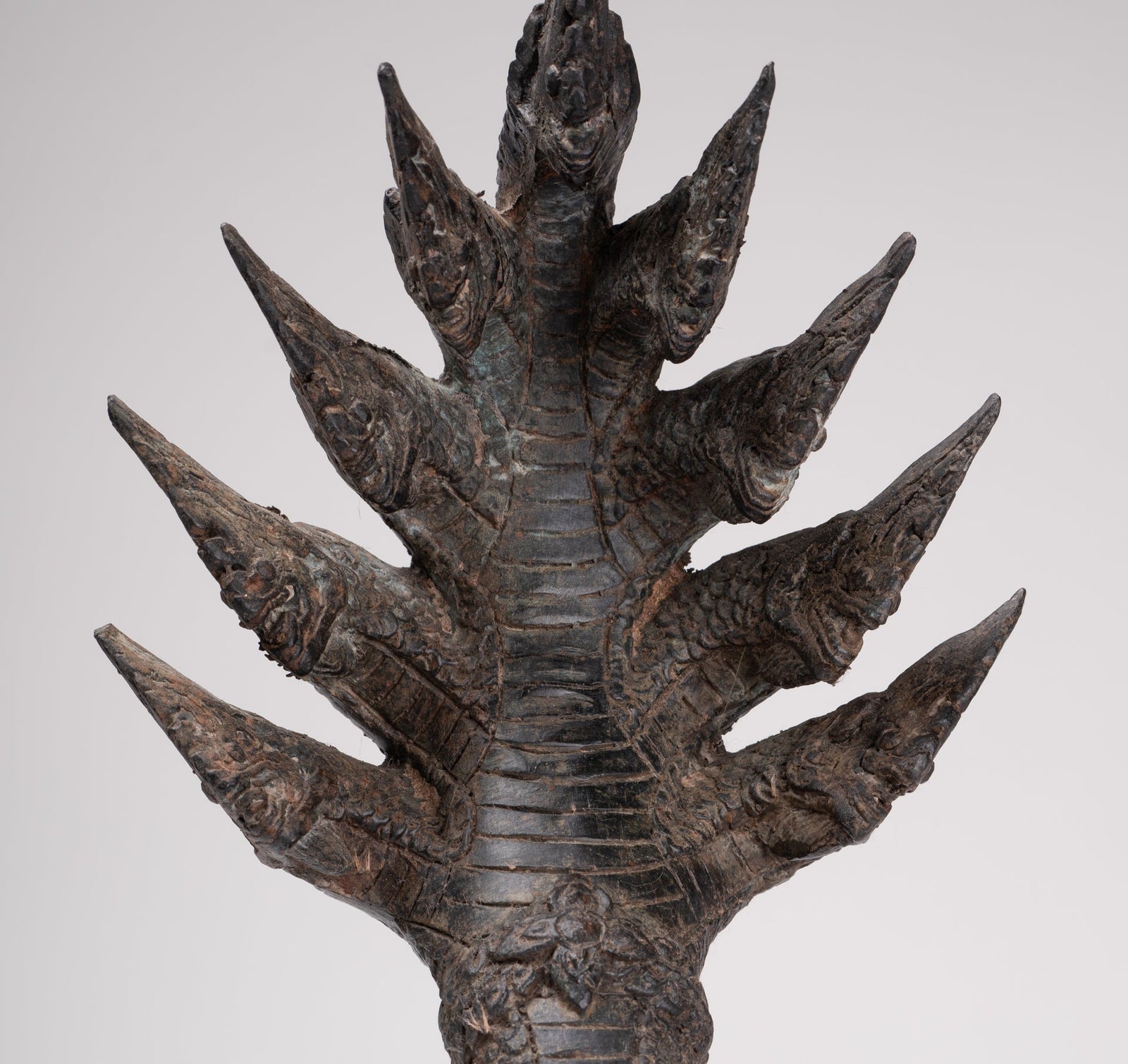 Bronze de style thaï antique neuf tête protectrice Naga, serpent ou statue de serpent - 35 cm / 14 "