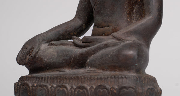 Buddha Statue - Antique Thai Style Bronze Chiang Saen Enlightenment Buddha Statue - 23cm/9&quot;