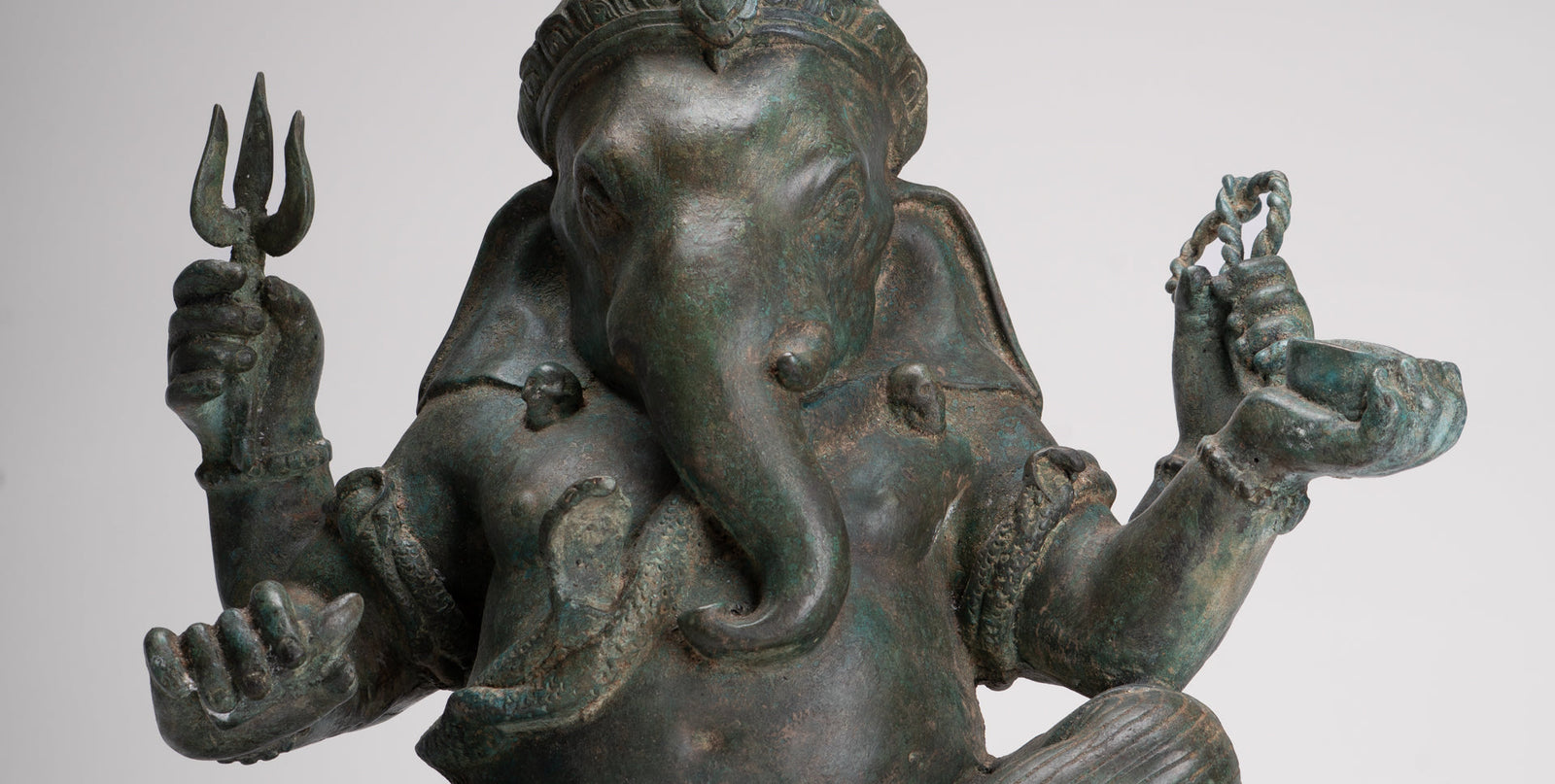 Estatua de Ganesha - Estatua de Ganesha de 4 brazos de estilo tailandés antiguo - 45 cm/18 "