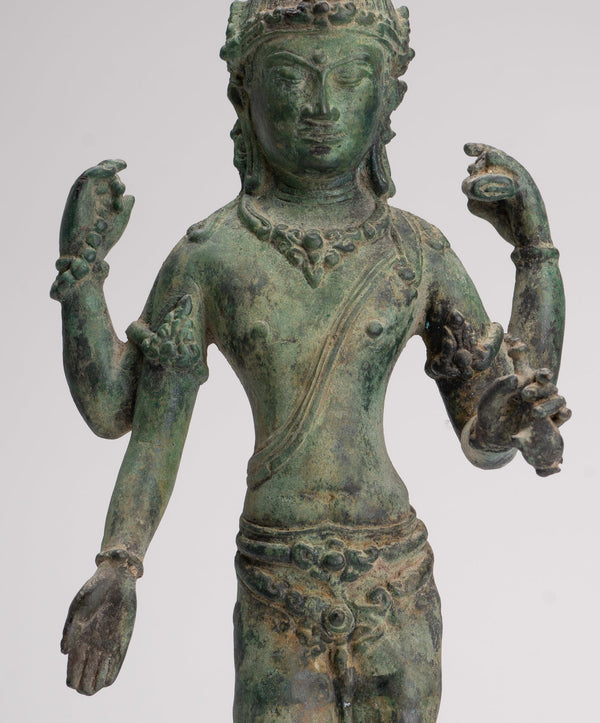 Lokeshvara - Antique Khmer Style Standing Bronze Lokeshvara Statue - 35cm/14"