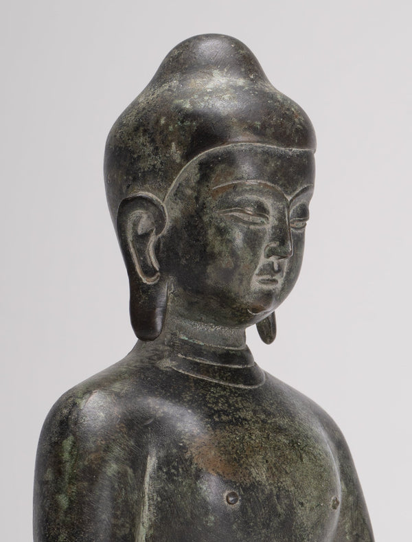 Antique Japanese Style Bronze Seated Meditation Amitabha Buddha Statue - 28cm/11"