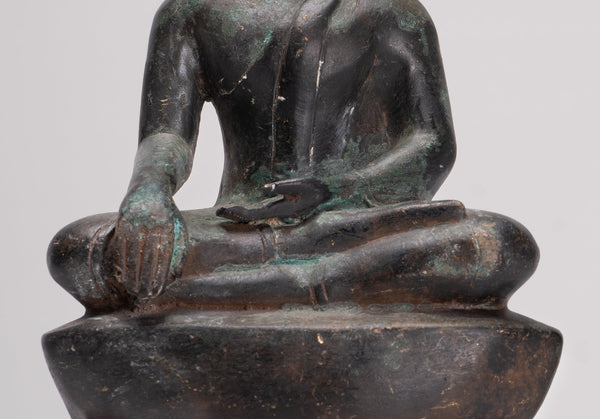 Buddha Statue - Antique Laos Style Bronze Enlightenment Buddha Statue - 29cm/12"