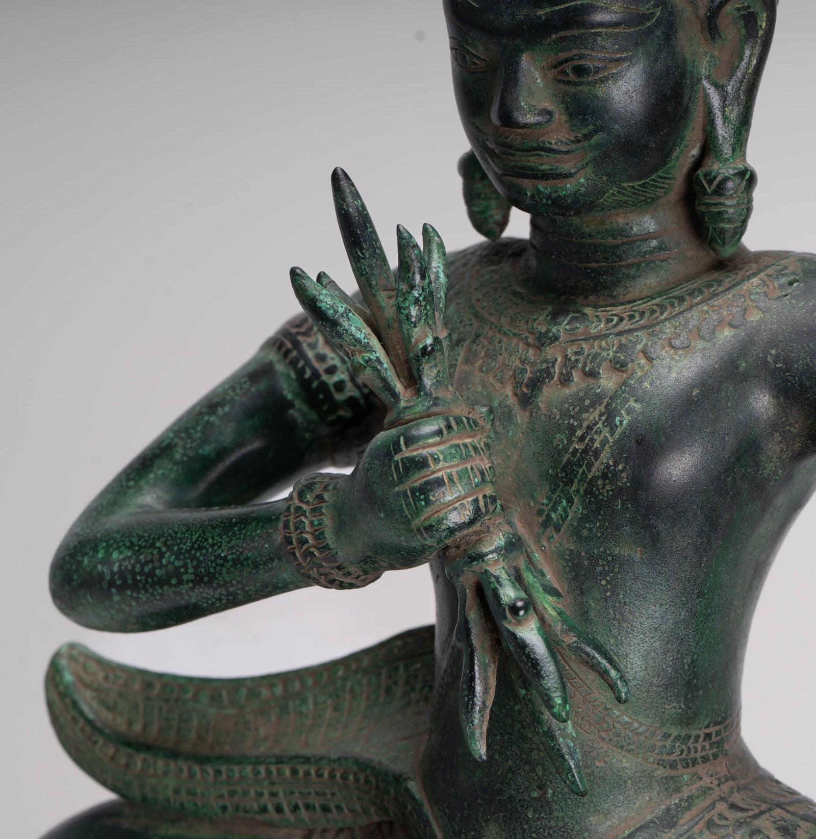 Indra-Statue – antike Erawan-Airavata-Statue aus Bronze im Khmer-Stil mit Indra – 59 cm.