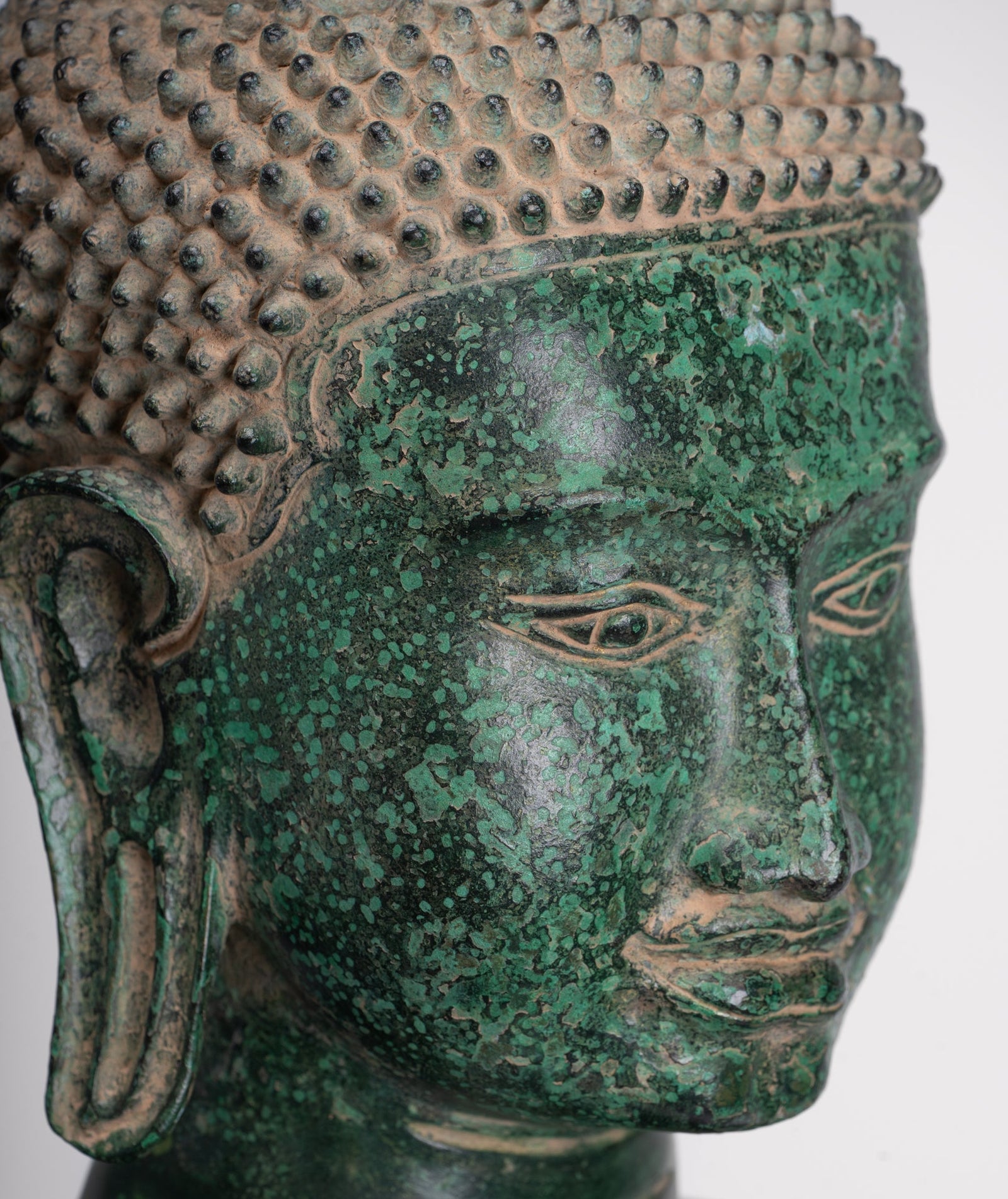 Large Buddha Statue - Antique Khmer Style Bronze Standing Abhaya Protection Buddha Statue - 123cm/49"