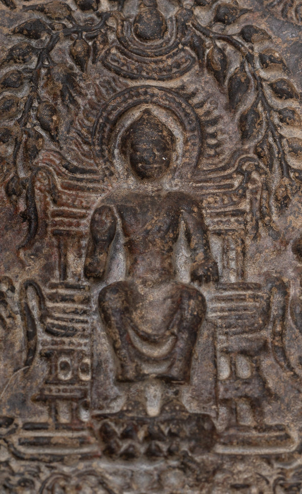 Votive Panel - Antique Thai Style Bronze Preaching Buddha Votive Panel - 12cm/5"