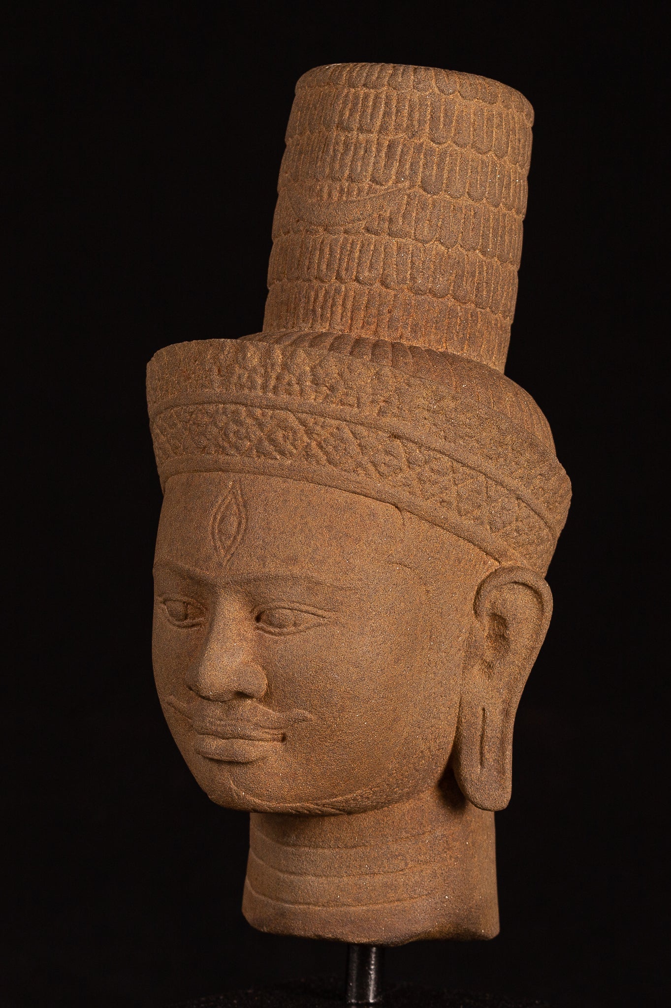 Antique Bakheng Style Khmer Stone Shiva Head Statue - The Destroyer - 35cm/14"