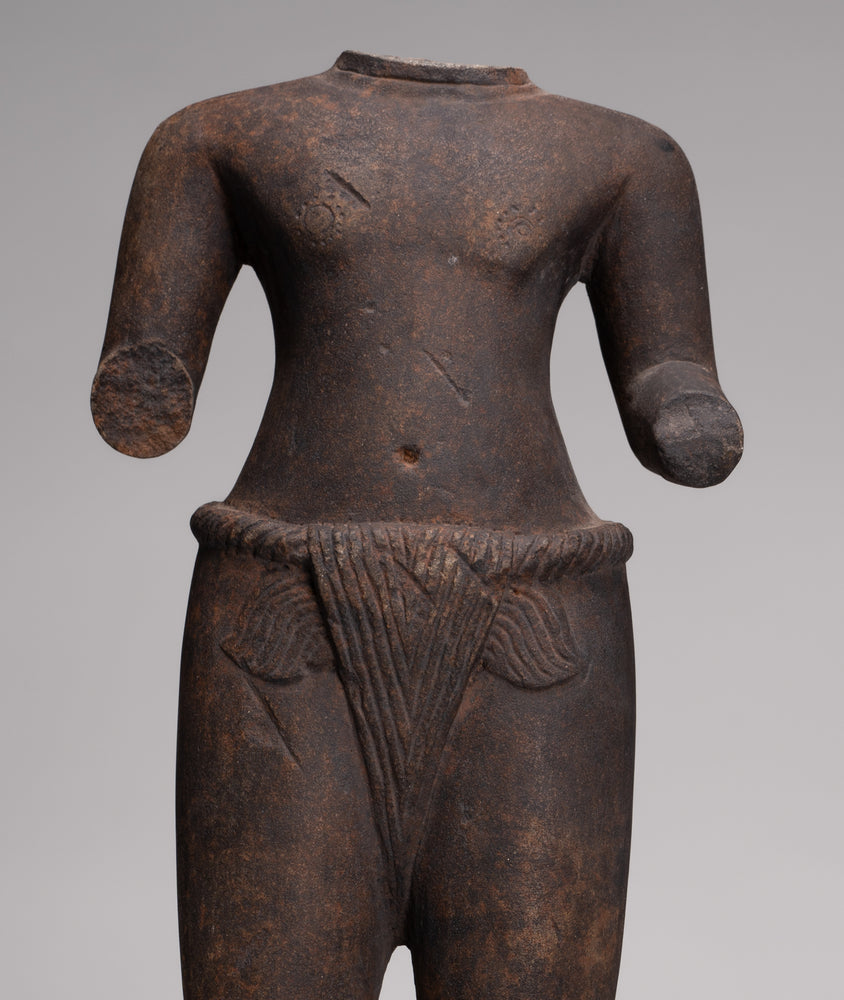 Male Statue - Antique Stone 8th Century Phnom Da Style Male Deity Torso (probably Vishnu) - 54cm / 22"